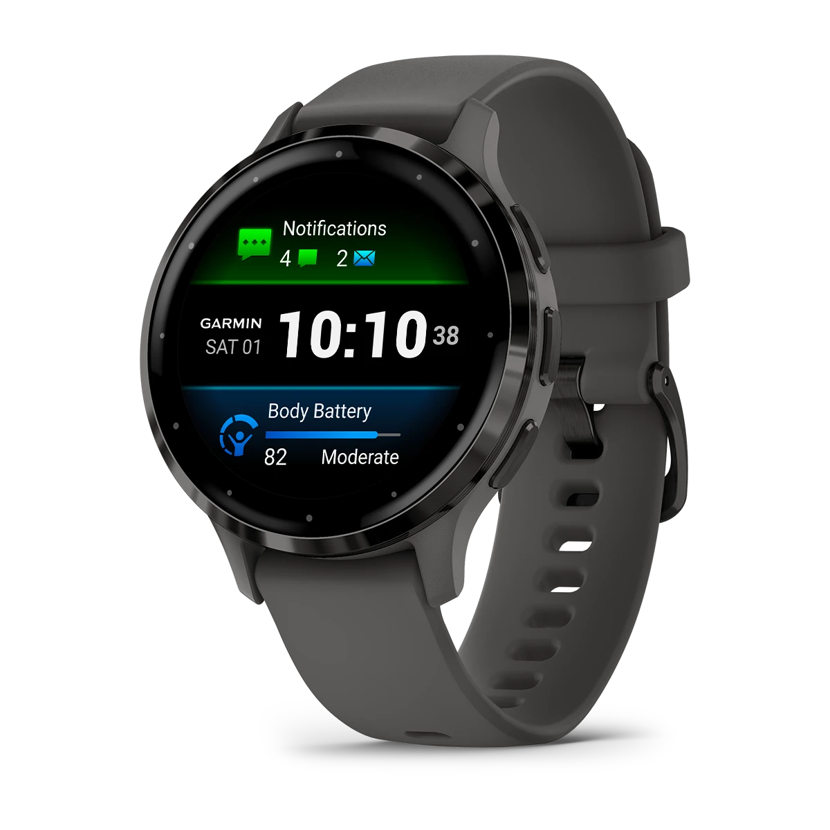 Venu 3S Slate Stainless Steel Bezel with Pebble Gray Case and Silicone Band