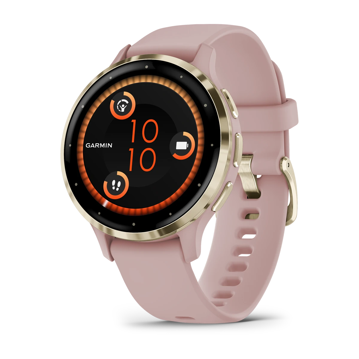 Venu 3S Soft Gold Stainless Steel Bezel with Dust Rose Case and Silicone Band