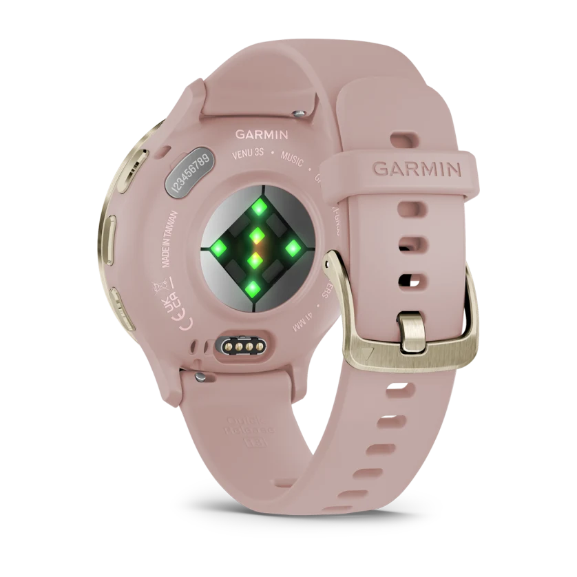 Venu 3S Soft Gold Stainless Steel Bezel with Dust Rose Case and Silicone Band — фото 5