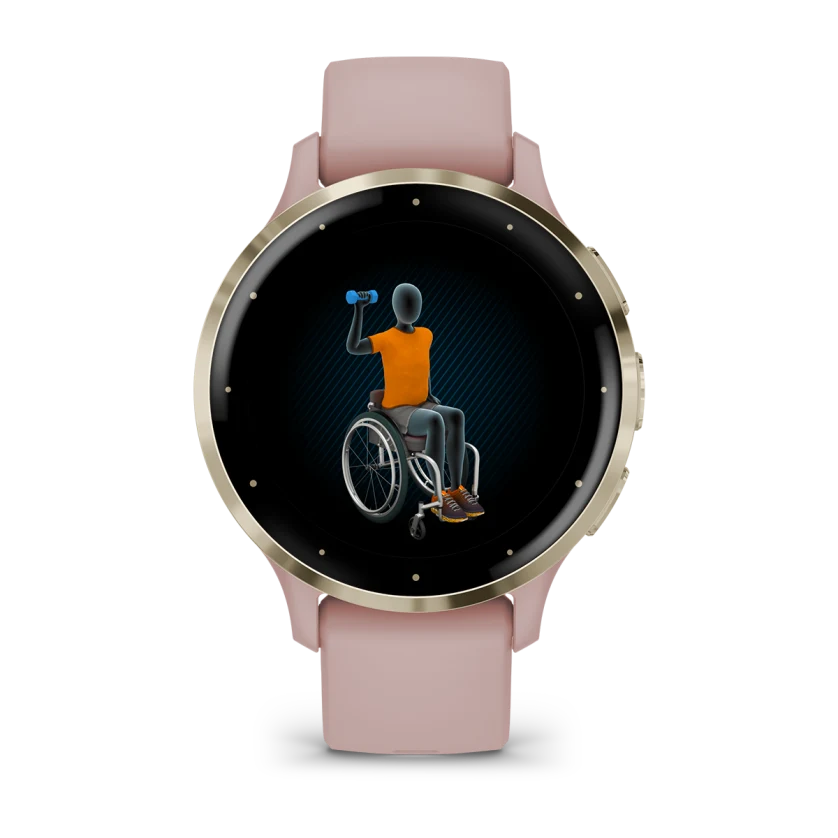 Venu 3S Soft Gold Stainless Steel Bezel with Dust Rose Case and Silicone Band — фото 6
