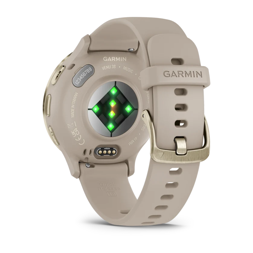 Venu 3S Soft Gold Stainless Steel Bezel with French Gray Case and Silicone Band — фото 3