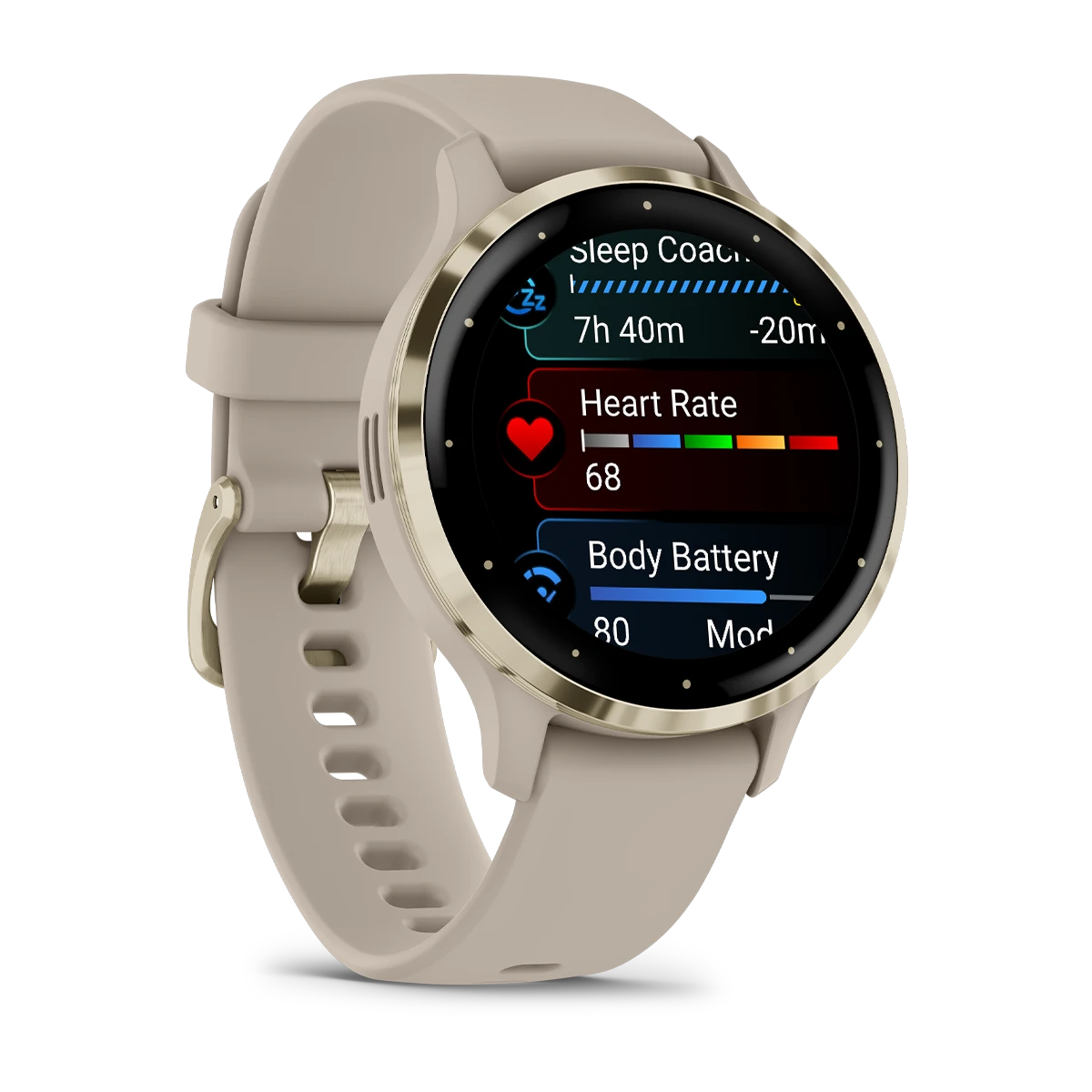 Venu 3S Soft Gold Stainless Steel Bezel with French Gray Case and Silicone Band — фото 7