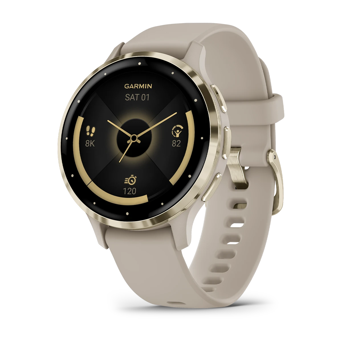 Venu 3S Soft Gold Stainless Steel Bezel with French Gray Case and Silicone Band — фото 8