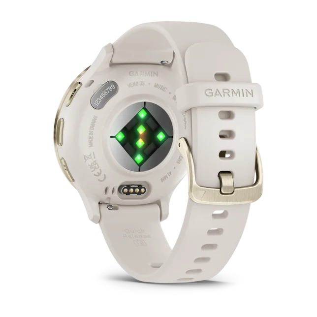 Venu 3S Soft Gold Stainless Steel Bezel with Ivory Case and Silicone Band — фото 4